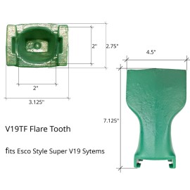 Excavator Bucket Shank for 1 inch Lip, Tooth & Pin - 5854-V19 - V19TF Flare Tooth