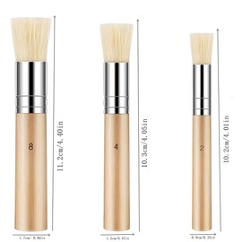 6 Pieces Wooden Stencil Brushes,Natural Bristle Paint Brushes,Art Painting Bristle Brushes for Acrylic Painting, Oil Painting, Watercolor Painting, Card Making, DIY Art Crafts Projects,5 Sizes