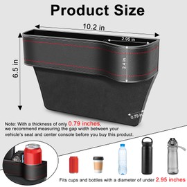 Car Seat Gap Filler Organizer, 2 Pack Multifunctional Car Seat Organizer, Auto Console Side Storage Box with Cup Holders 2 Seat Hooks for Drink, Car Organizer Front Seat for Holding Phone, Sunglasses
