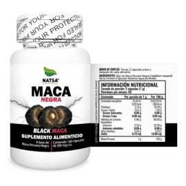 Maca Negra, Black Maca 100 Cápsulas, Calidad Premium Sabor Natural