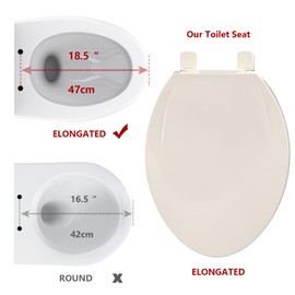 Toilet Seat Elongated,Toilet Seat with Toddler Seat Built in, Potty Training Toilet Seat Fits Both Adult and Child, with Soft Close, Easy Install and Clean - Fits Most Elongated Toilets Almond
