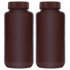 stonylab Amber Wide Mouth Reagent Bottle, 1000 ml, PP Screw Cap, 2 Pack, Durable and Chemical Resistant Laboratory Supply