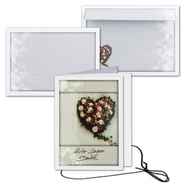 Gustav Neuser 25 x Sympathy Cards with Envelopes Set Thank You - Heart - Includes High-Quality Box - DIN A6 Portrait Format - Thank You Cards Sympathy Cards After Funeral - Sympathy Papers