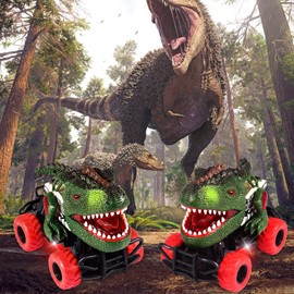 Carro de Control Remoto Dinosaurios, Juguetes de Dinosaurio, Coche RC 2.4 GHz con Luz LED, Camión de Dinosaurios 4WD, Regalos Cumpleaños Navidad para Niños 3 Años +