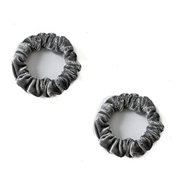 Mytoptrendz® 2 Pcs Soft Velvet Scrunchies Skinny Small Ponytail Holder Hair Ties for Women Girls Thin Hair Accessories(Grey)