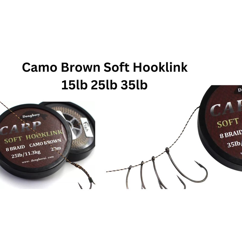 20m Spool Soft Hooklink Carp Fishing 8 Braid Line Camo