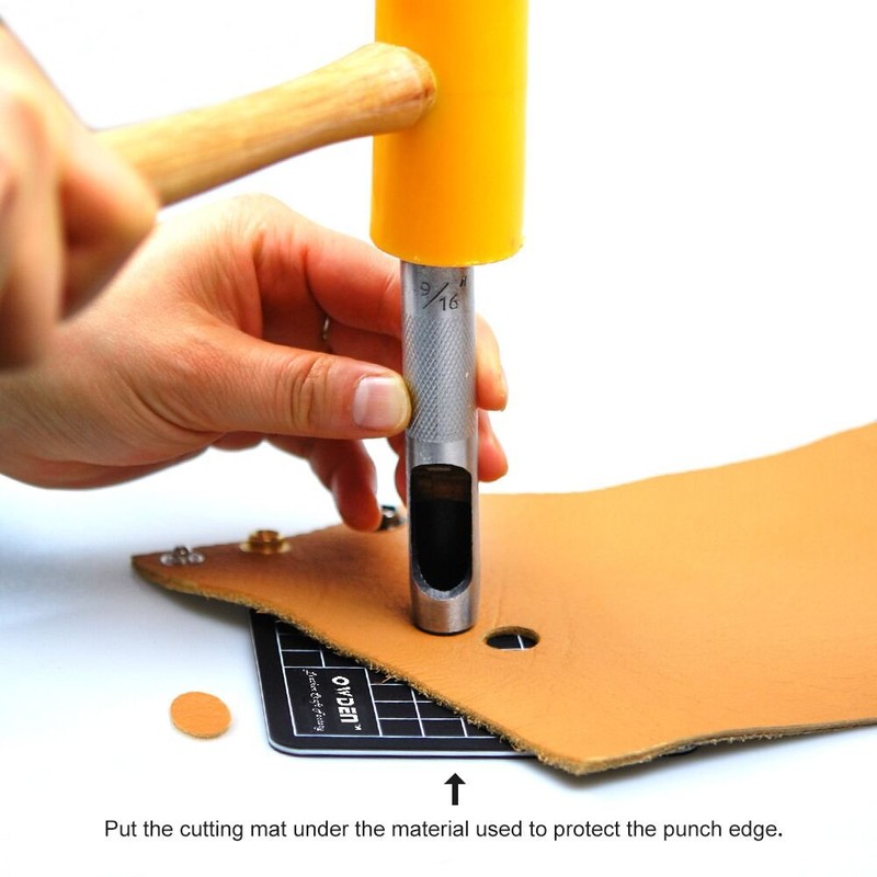 OWDEN 12Piece Leather Hole Punch Set with a Free Cutting