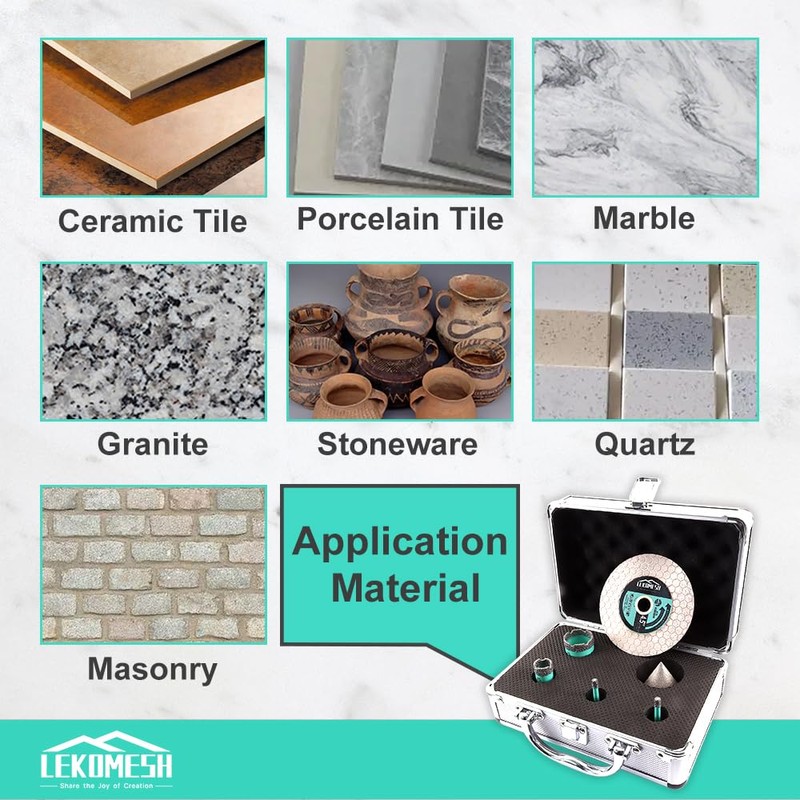 LEKOMESH Tile Hole Saw Kit for Porcelain Tile - (6/6/20/35+50mm