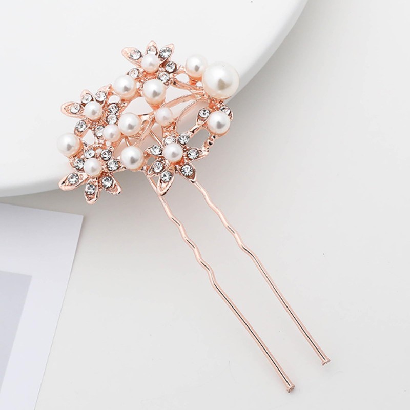 Hair Ornament, Pearl Pin, Hair Clips, 3-piece Set (Gold)