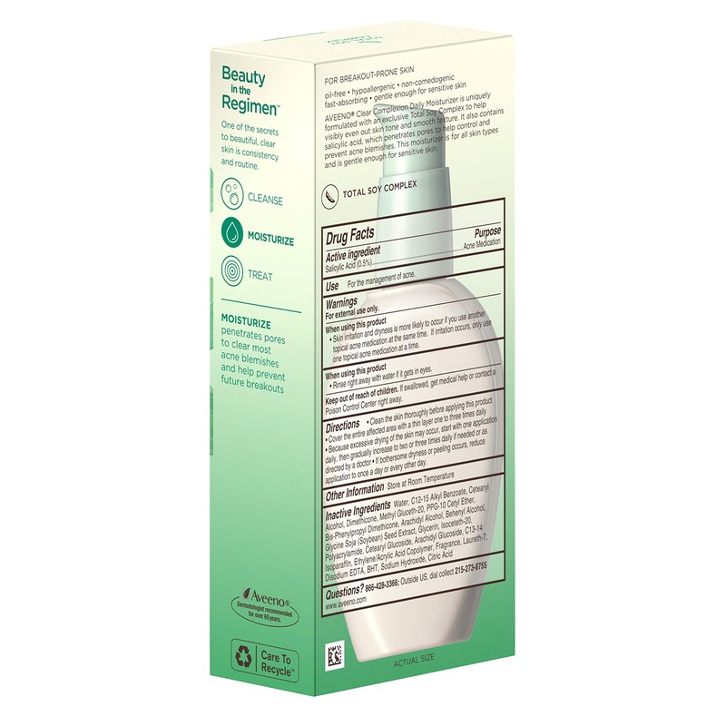 Aveeno, Facial Moisturizers Clear Complexion Daily Moisturizer Pump,4 fl oz