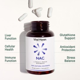Vital Haven NAC Supplement - N-Acetyl-Cysteine 600mg + Selenium + ALA with VIT C/E - UK Made