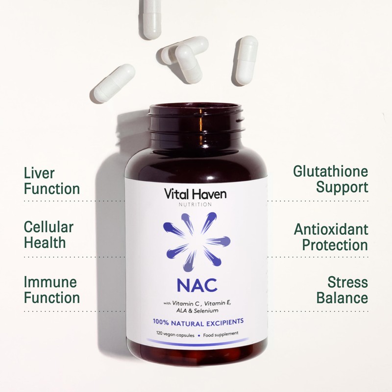 Vital Haven NAC Supplement - N-Acetyl-Cysteine 600mg + Selenium +