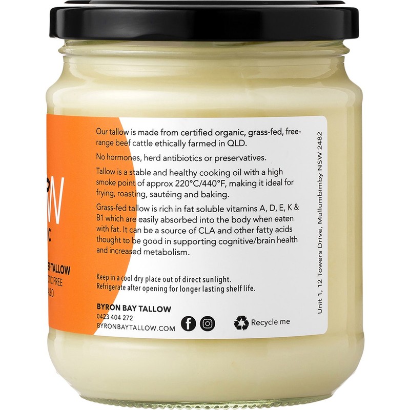 Byron Bay Tallow Organic Grass Fed Beef Tallow 400g