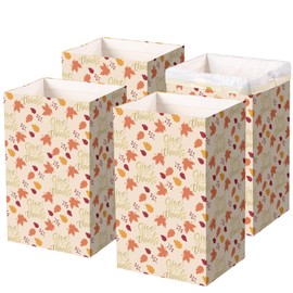Gersoniel Fall Thanksgiving Disposable Trash Cans 4 Pack Extra Large Thanksgiving Party Garbage Cans Supplies, 13 Gallon 21.6''x13.5''x10'' Thick Recycled Bins Garbage Can with Fitted Trash Bags