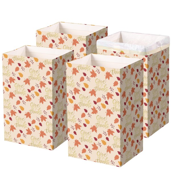 Gersoniel Fall Thanksgiving Disposable Trash Cans 4 Pack Extra Large