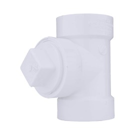 Charlotte Pipe GIDDS-92111 2 CLEANOUT TEE with Plug DWV (Drain, Waste and Vent) (1 Unit Piece) PVC Test 92111, White, 2 Inch (Each Qty: 1)