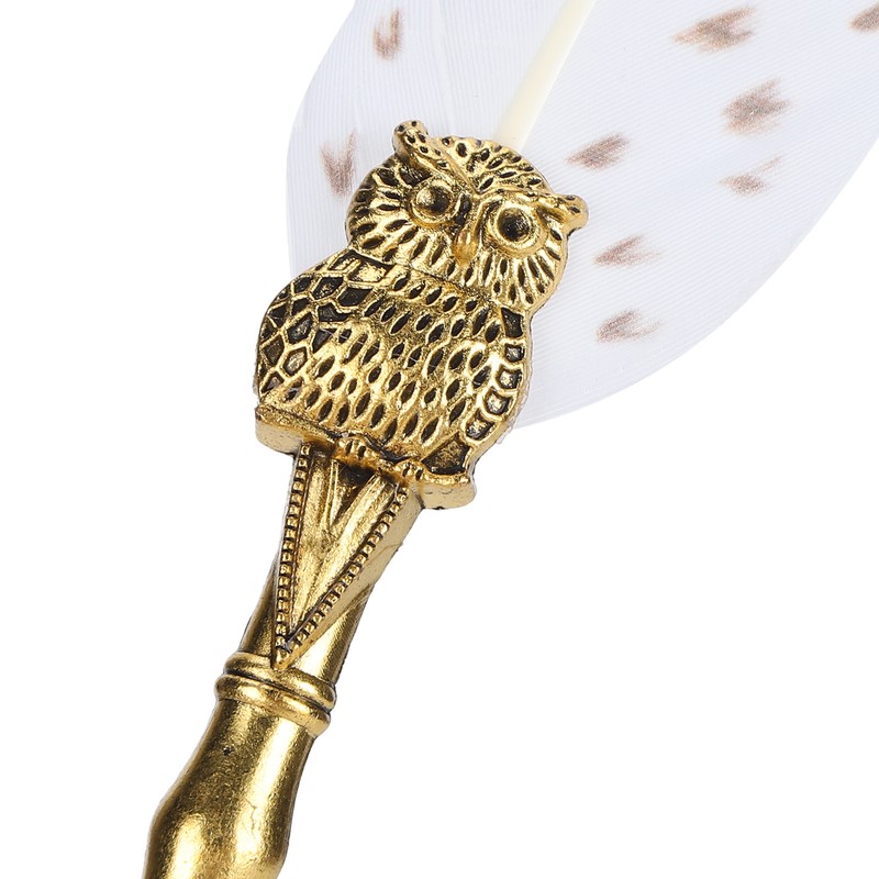 Dip Calligraphy Pen Set Owl Feather Pen Lacquer Stamp Vintage