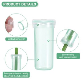 M METERXITY 50-Pack Floral Water Tubes, 1.6 Inch 7ml Plastic Flower Tubes with Caps for Flower Arrangements, Fresh Flower Water Tubes [Transparent Green]
