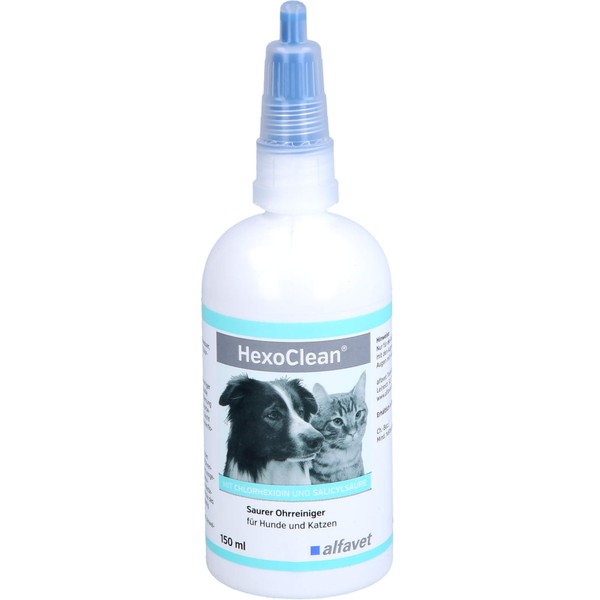 HexoClean Saurer Ohrreiniger für Hunde und Katzen, 150 ml Lösung