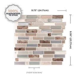 SMART TILES Peel and Stick Backsplash - 5 Sheets of 9.36" x 9.73" - 3D Adhesive Peel and Stick Tile Backsplash for Kitchen, Bathroom, Wall Tile