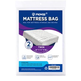 PROWEE 2 Pack Twin Mattress Bag for Moving – 39"x12"x90" Waterproof Plastic Mattress Cover for Storage & Disposal, Heavy-Duty Tear-Resistant Mattress Protector