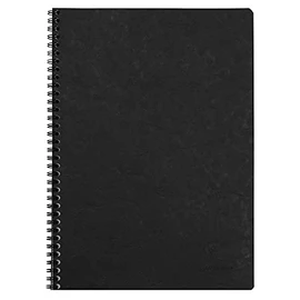 Clairefontaine - Ref 781451C - Age Bag Wirebound Notebook (100 Pages) - A4 Size, Lined Rulings, 90gsm Brushed Vellum Paper, Pocket for Loose Documents - Black Cover