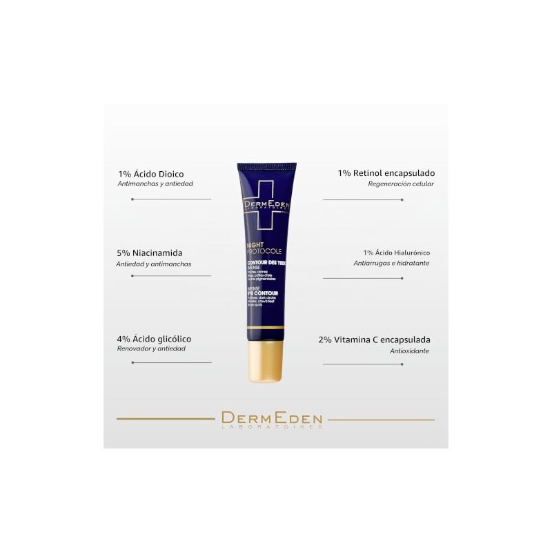 Dermeden - Crema intensa para contorno de ojos antienvejecimiento, 15