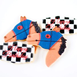 ½ Dz. Birthday Racehorse Cookie Set! Equestrian Performance at it’s Finest! Sports Racing Party Favors or Baby Gift!