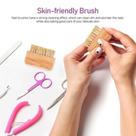 FOMIYES Wooden Nail Brush Finger Scrub Brush Nail Cleaning Brush Toenail Pedicure Scrubbing Tool for Women Men