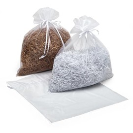 Paper Mart Organza Bags, Extra Large 20 x 21 Inches, White Mesh Gift Bags with Drawstring, Pack of 10