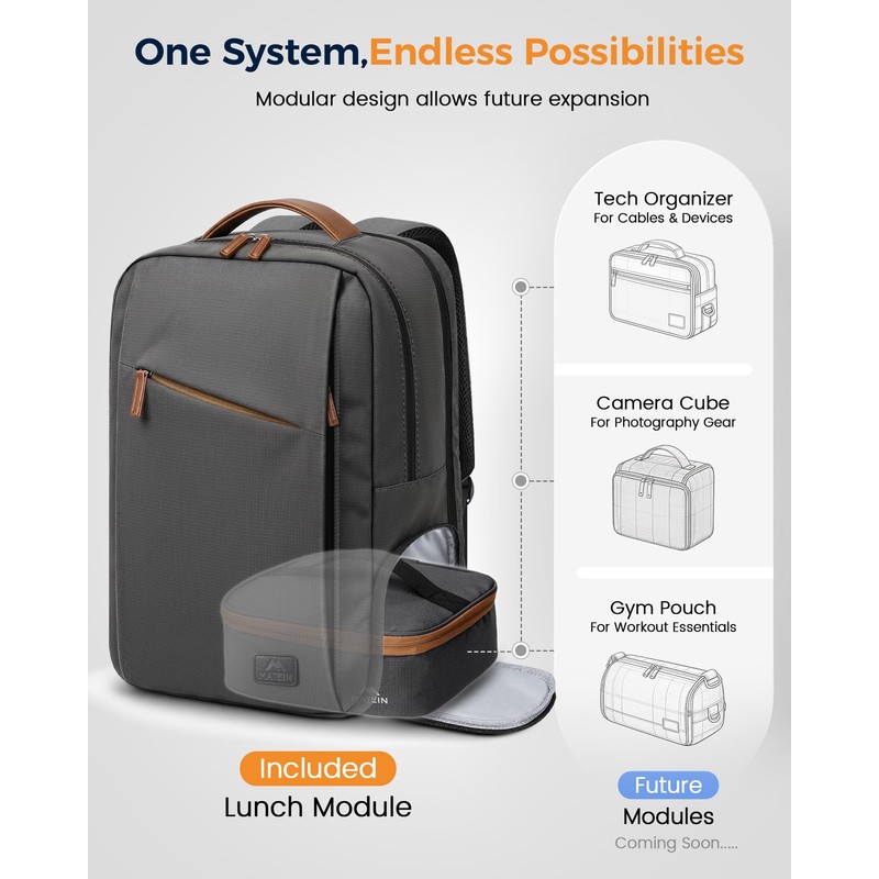 MATEIN Classic College Laptop Work Backpack with Lunchbox & Ice