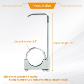 higehio 2.5 Inch Exhaust Clamp with Muffler Hanger Fits for 2.5'' Inch Car or Truck Exhaust Pipe,Exhaust System Hanger-2 Pack