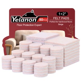 Yelanon Felt Furniture Pads for Hardwood Floors -80 Pcs Premium Felt Pads for Chair Legs, Floor Protectors for Furniture, Beige