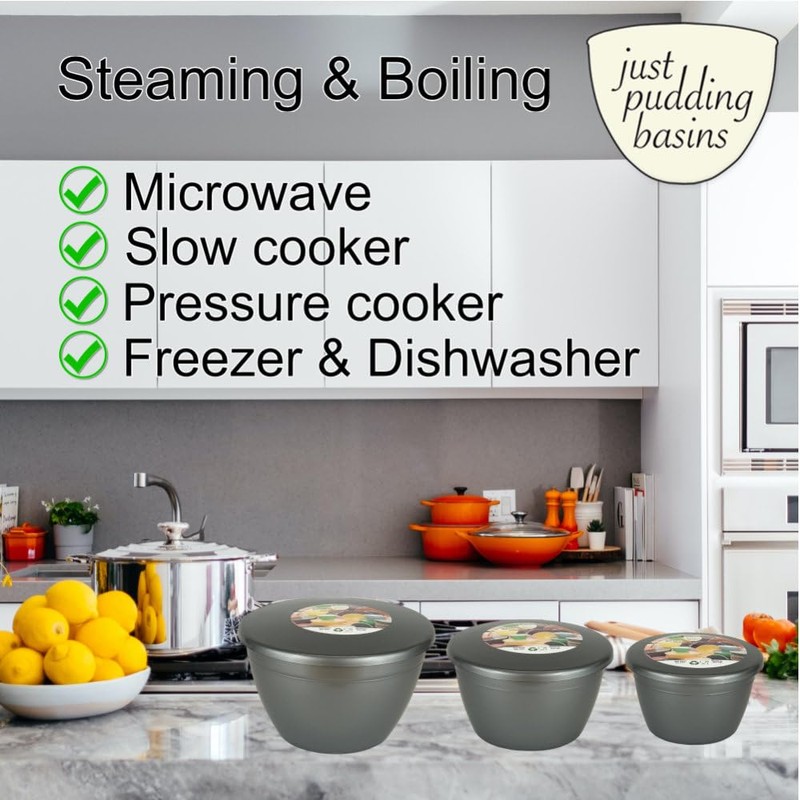 Just Pudding Basins 4 Pint Large Bowl with Lid for