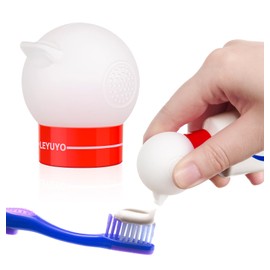 Toothpaste Dispenser with Self-Closing Cap No Mess No Waste, Fits Most Toothpaste Tube(White)