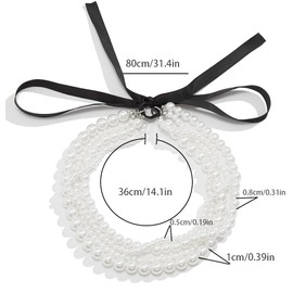 Handcess Bow Pearl Necklace Beaded Layered Necklaces Pearl Choker Necklace for Women