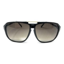 Adult Size 70's Style Plastic Aviator Sunglasses (Keyhole Black, Smoke Gradient)