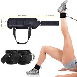 JJiaoLinin Ankle Strap,2Pcs Ankle Straps for Cable Machines Fitness Ankle Strap Padded Ankle Cuffs Adjustable Fitness Glute Kickback D-Ring Kickback Ankle Straps for Muscle Fitness Workout