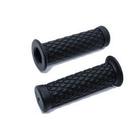 Beatus Diamond Pattern Bike Handle Grip 22.2mm Universal Grip Left and Right Set (Black, Non-Piercing)