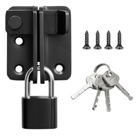 SAYAYO EMST3005-B Stainless Steel Door Bolt with Padlock Small Lockable with Padlock Hole Latch Black for Gate, Window, Fence, Open Left