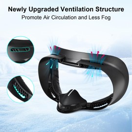TechKen Breathable Facial Interface for Meta Quest 3s,Works with Meta Quest 3s Face Cushion Comes 2 Face Pads PU and Ice-Cold Cushion Oculus Quest 3s Accessories