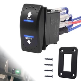 Riisoyu 12V Kippschalter, Polarity Reversing Momentan Wippschalter 7Pin Rocker Kippschalter DC 12V 20A Motorsteuerung Kippschalter Taste Rocker Kippschalter mit Aluminiumplatte Schraube Pigtail Draht