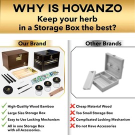 Premium Large Bamboo Storage Box with Removable Tray - Storage Wood Box for Herbs and Accessories - Storage Box Set with Combination Lock - Smell Proof Container with Accessories