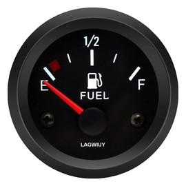 LAGWIUY 2" 52mm Boat Fuel Gauge, E-1/2-F Pointer Marine Fuel Gauge Kit, Universal DC 12V Fuel Level Gauge for Car Ships Boats Marine Truck Motorcycle Vehicle Automotive (Black)