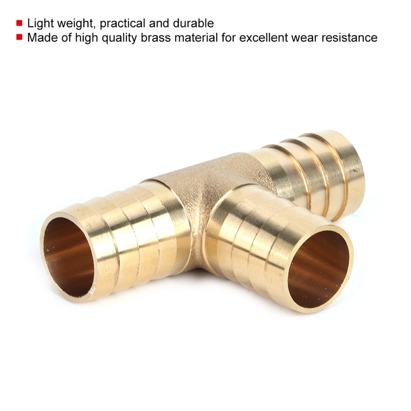 2pcs 3/4in Tee Thread Hose Brass Pipe T Fitting Barb
