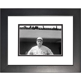 Babe Ruth Photograph from 1919 in a Smooth Black Frame with White Mat - (8" x 10") - Gloss