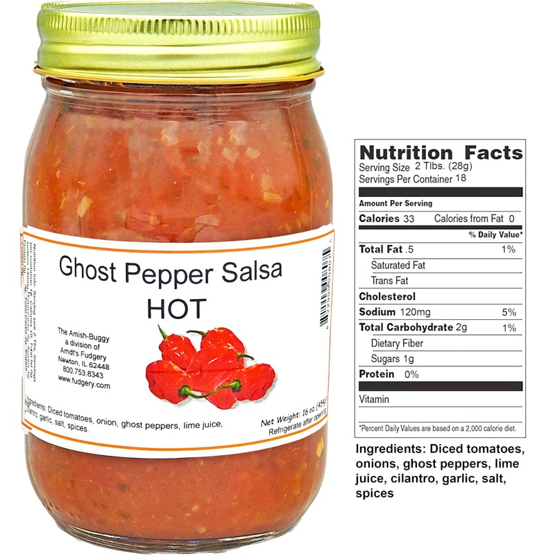 Arndts Fudgery Amish Made Salsa 2-16 oz. Jars (Ghost Pepper