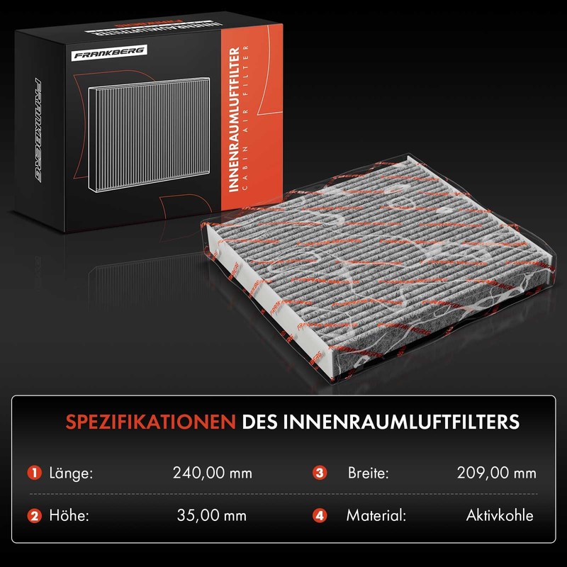 Frankberg Cabin Air Filter Pollen Filter with Activated Carbon Filter