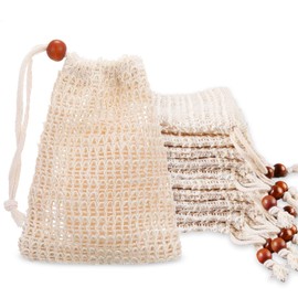 10 Pack Natural Sisal Soap Saver Bags with Drawstring - Exfoliating Shower Essential,Soap Bar Holder for Rich Lather & Quick Drying,Body Scrubber for Smooth Skin,Bathroom & Travel Use