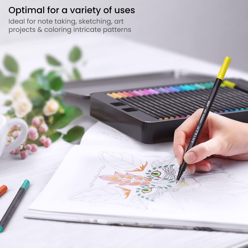 ARTEZA Inkonic Fineliners Pens, Set of 72, 0.4 mm Fine